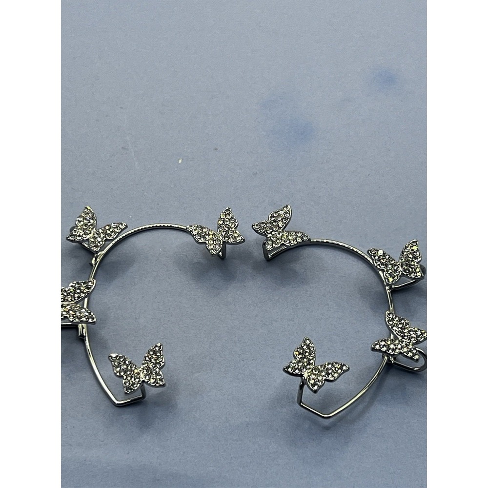 1 pair Butterfly Ear‎ Clip Silver Zircon Earrings Cuff Wrap Women Jewelry Gifts